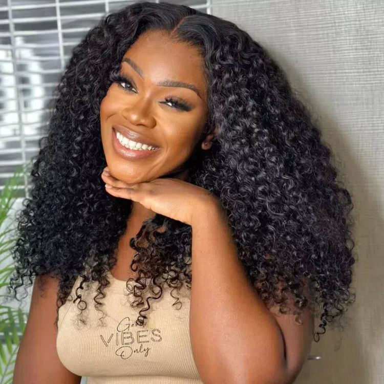 Curly Wave 7x4 Lace Closure Wig 250% Density 18inch Ready To Go Wig ...