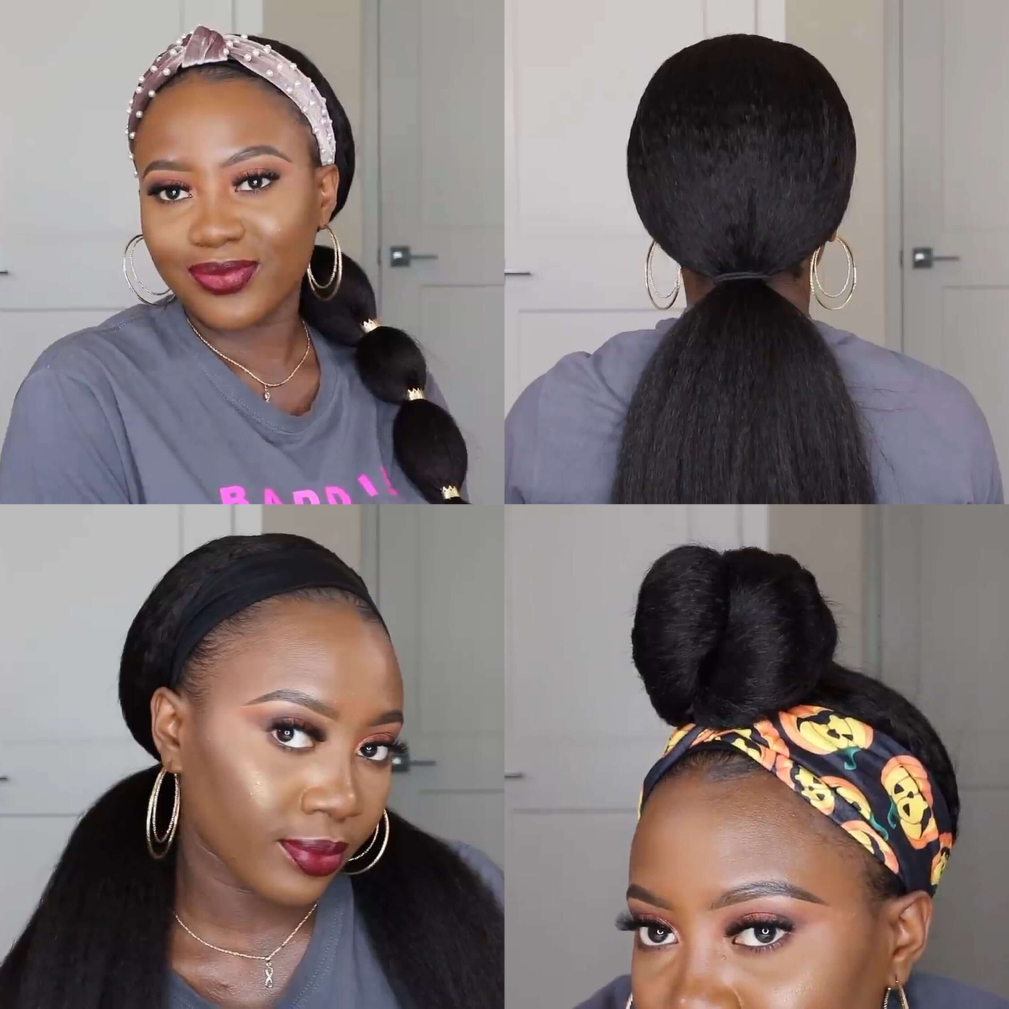 Kinky straight headband wig styles Clearance