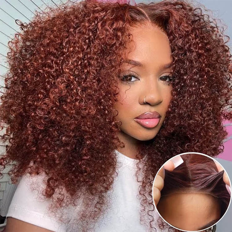 Reddish Brown Curly Wigs 250 Density Full Frontal Wigs Wiggins Hair