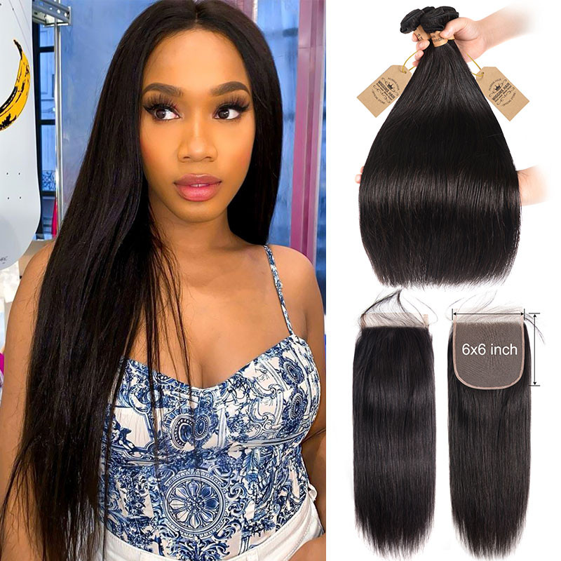 Virgin Hair Straight 4 Bundles With 6*6 Lace Closure Free Virgin Hair Straight 4 Bundles With 6*6 Lace Closure Free