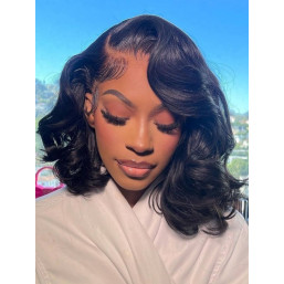 Body Wave Short Lace Front Wigs Human Hair Bob Wig Free Part-Ready & Go Wigs
