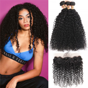 Brazilian Curly Hair With Lace Frontal