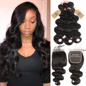 body wave bundles with 5x5 closure