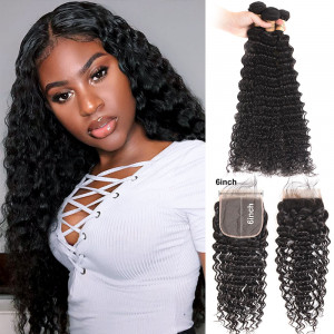 Deep Wave Bundles with 6*6 Lace Closure