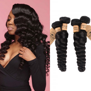 Human Hair Weave Loose Wave 4 Bundles