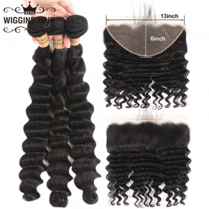 Loose Deep Wave Bundles with 13*6 Lace Frontal
