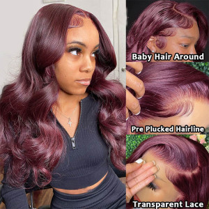 dark burgundy body wave wigs