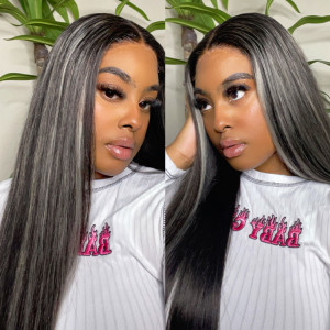 Mixed Gray Lace Front Wigs