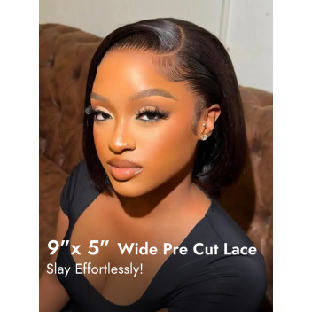 Blunt Cut 9x5 Bob Wigs Straight Short Hair Ready To Wear Lace Front Wig