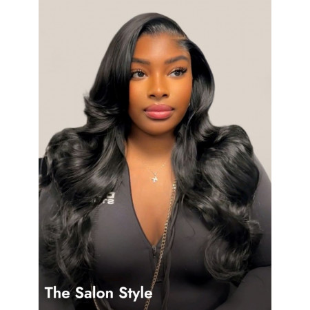 Ready To Go Layered Cut Loose Body Wave 13x6 Lace Frontal Wig With Side Part Curved Bangs