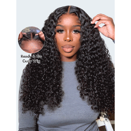Ready And Go Wig-Transparent Pre Cut Curly 5x5 HD Glueless Lace Closure Wigs With Preplucked 