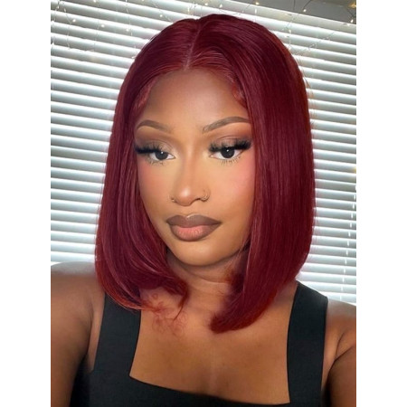 99J Burgundy 5x5 Pre-Cut Lace Short Bob Glueless Wigs Flash Sale