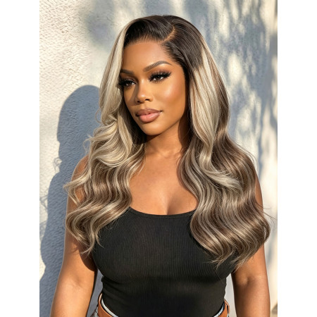 Highlight Ombre Brown Loose Body Wave 13x6 HD Lace Frontal Ready And Go Wig