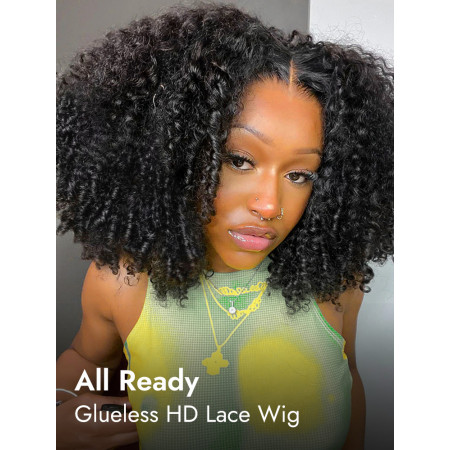 Burmese Curly 5x7 Pre Cut HD Lace Closure Glueless Wigs Ready To Go 250% Density
