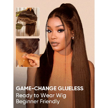 #4 Dark Brown Straight 360 Lace Wig with Invisi Drawstring Ready To Go