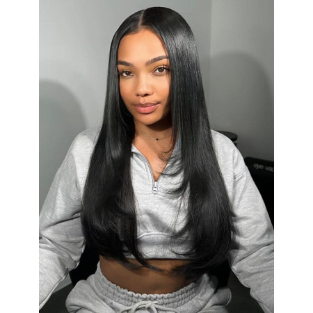 Straight Layered Cut Ready To Go 5X5 Glueless Lace Closure Wigs Flash Sale