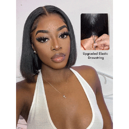 Straight Bob 13x4 Lace Front Human Hair Ready And Go Wig With Elastic Drawstring 