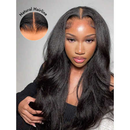 Light Yaki Body Wave 5x7 Lace Closure Ready To Go Wig 180% Density