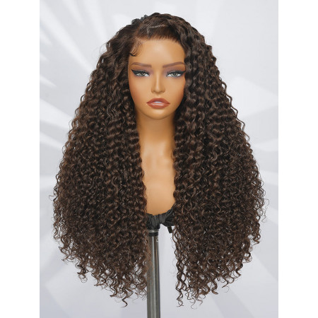 C Part Dark Brown #4 Deep Wave13x6 Lace Front Ready To Go Wigs With Baby Hair