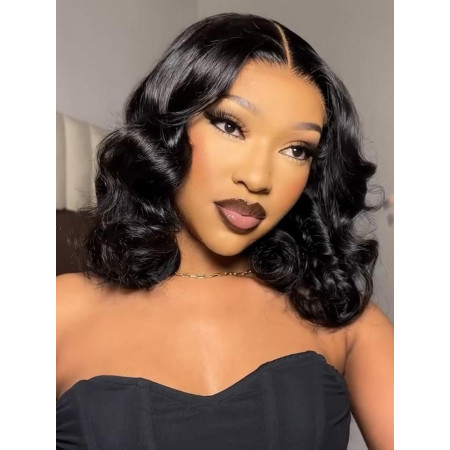 Loose Body Wave Glueless Bob Wigs 7x4 Pre-Cut Lace 180% Density Ready To Go Wigs Flash Sale