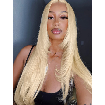 #613 Blonde Straight Colored Wigs With Layered Cut - Ready To Go