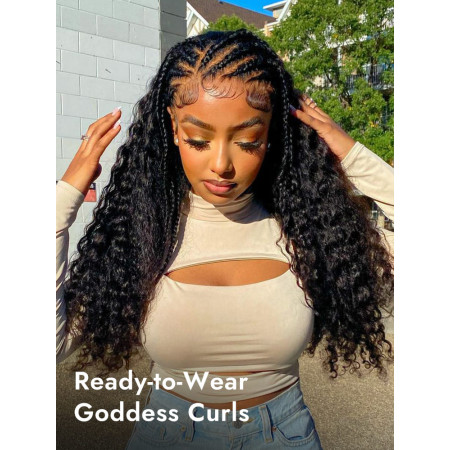 Deep Wave 13x4 Braided Lace Front 250% Density Ready To Go Wigs