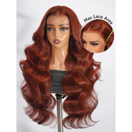 Orange Brown Silky Straight & Body Wave Pre Max 13x6 Lace Frontal Ready To Go Wigs