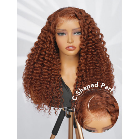 C Part Copper Orange Deep Wave 13x4 Lace Frontal Ready And Go Wigs