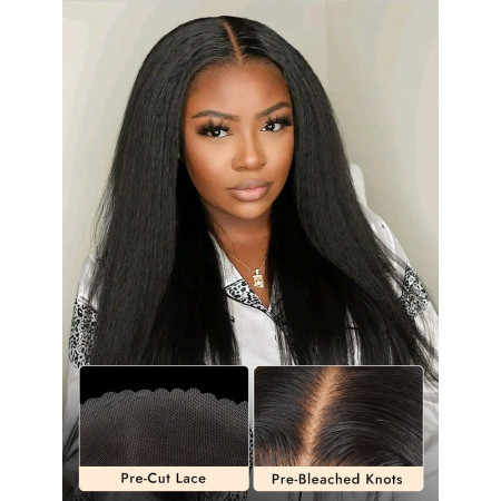 Ready And Go Wig-Glueless Kinky Straight Wigs Pre-Cut Lace With Adjustable Elastic Band