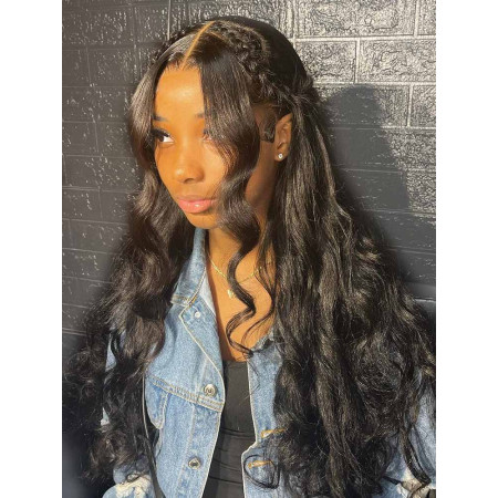 Two Bangs With Butterflly Braids Body Wave Glueless 13x4 Lace Wig-Ready & Go Wigs