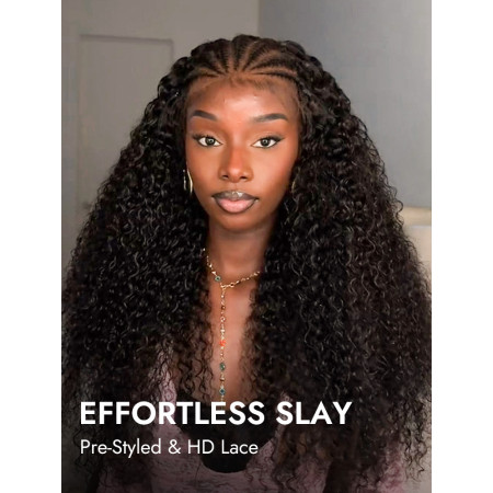 Ready & Go Wigs Human Braiding Hair Curly 13x6 Lace Front Wigs With Pre-Cut HD Lace