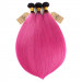 Straight Hair 1B/Pink Color 3 Bundles