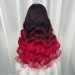 Human Hair Wig With Red Highlights