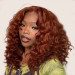 orange red loose curly wigs