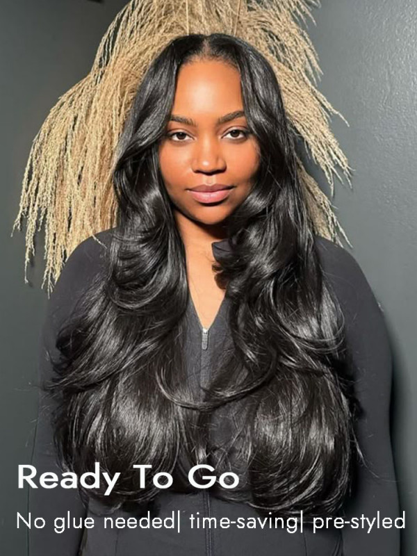 Ready & Go Wigs Layered Loose Wave Human Hair Glueless Pre-Cut 13x6 Lace Front Wigs