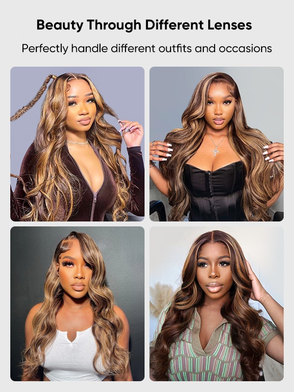 Colored Human Hair Lace Front Wigs Highlight Ombre Wigs  display picture 1
