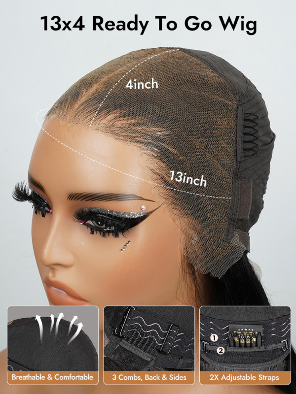 Honey Blonde Skunk Stripe Straight Hair 13x4 Lace Frontal Ready And Go Wigs