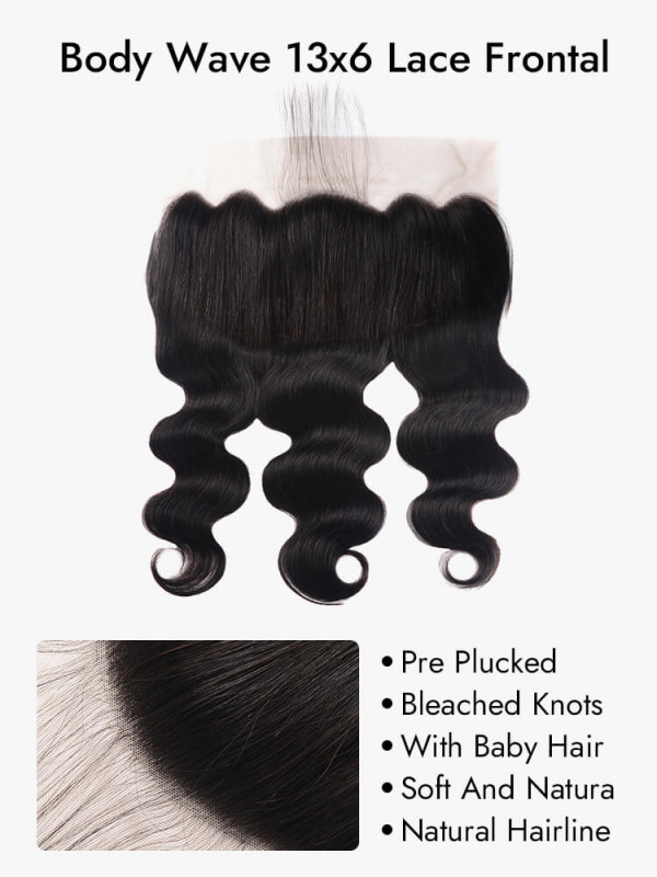 Human Hair Body Wave 13*6 Lace Frontal With Baby Hair Pre-Plucked Virgin Hair