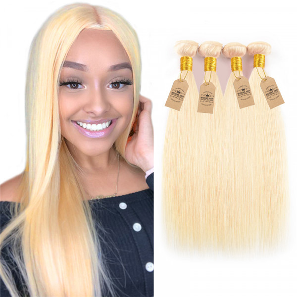 613 Blonde Hair 4pcs Human Virgin Hair Straight Hair Bundles
