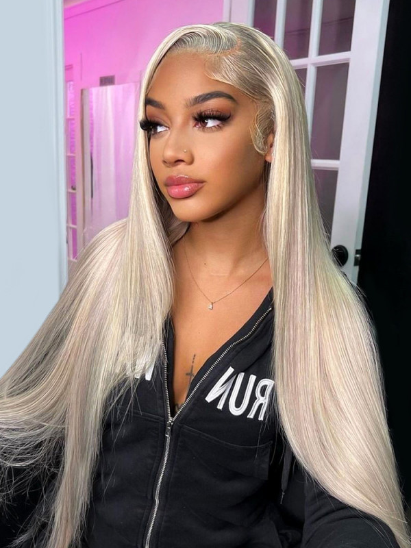 Pale Blonde Beauty Lace Front Wig Light Ash Blonde 13X6 13X4 Transparent Lace Frontal Wig Body  main image 3