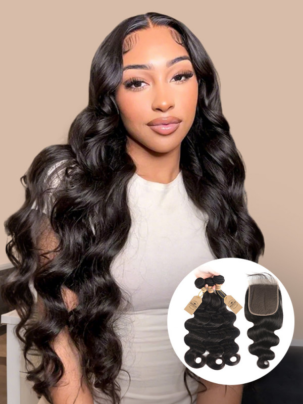 Body Wave Weaves 3 Bundles With 6*6 Lace Closure Virgin Hair