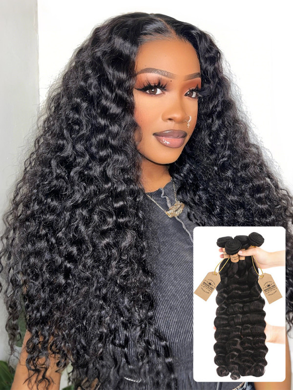 Brazilian Human Virgin Hair Loose Deep Wave 4 Bundles 
