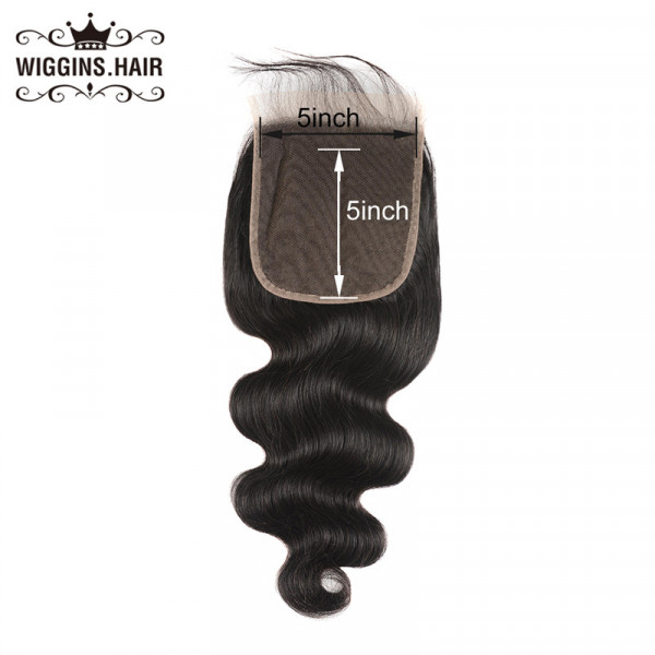 Human Hair Body Wave 5x5 Lace Closure With Baby Hair Swiss Lace 