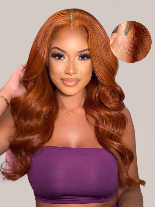 Ready And Go Wig-#35 Copper Orange Wig Colored Human Hair Glueless Lace Wigs
