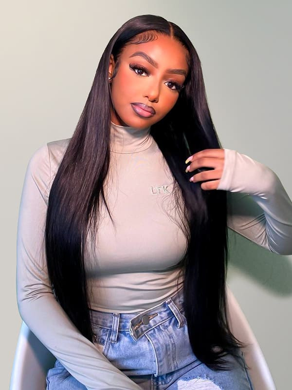 New HD Lace Wigs Human Hair Bone Straight Ready To Go Lace Front Wigs 180% Density