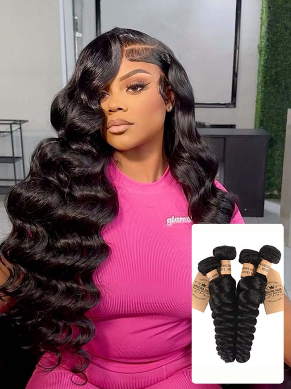 Human Hair Weave Loose Wave 4 Bundles Hair Bundles