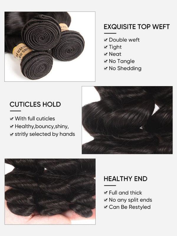 Human Hair Weave Loose Wave 4 Bundles Hair Bundles