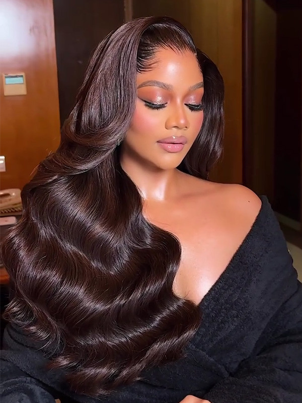 Lagos Hairline Dark Brown Color Body Wave 13x6 HD Lace Front Wig