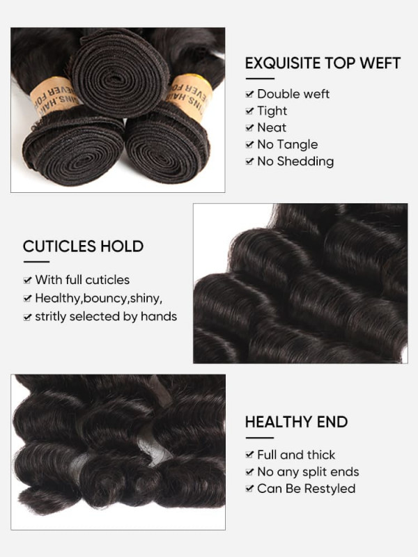 Human Virgin Hair Loose Deep Wave 4 Bundles
