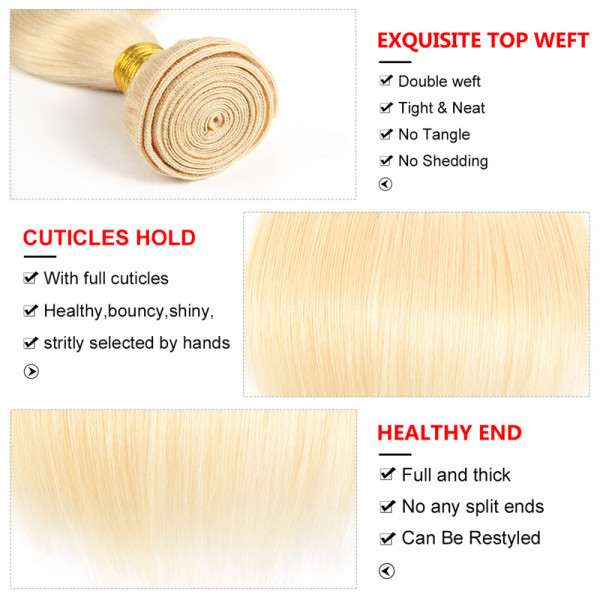613 Blonde Hair 4pcs Human Virgin Hair Straight Hair Bundles